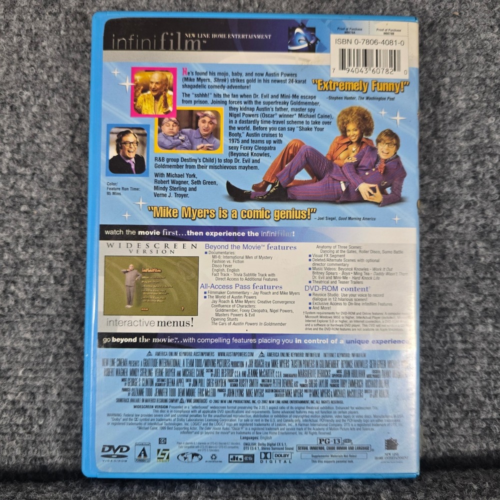 Austin Powers Goldmember DVD Widescreen‎ New Line Home Entertainment - Picture 2 of 4